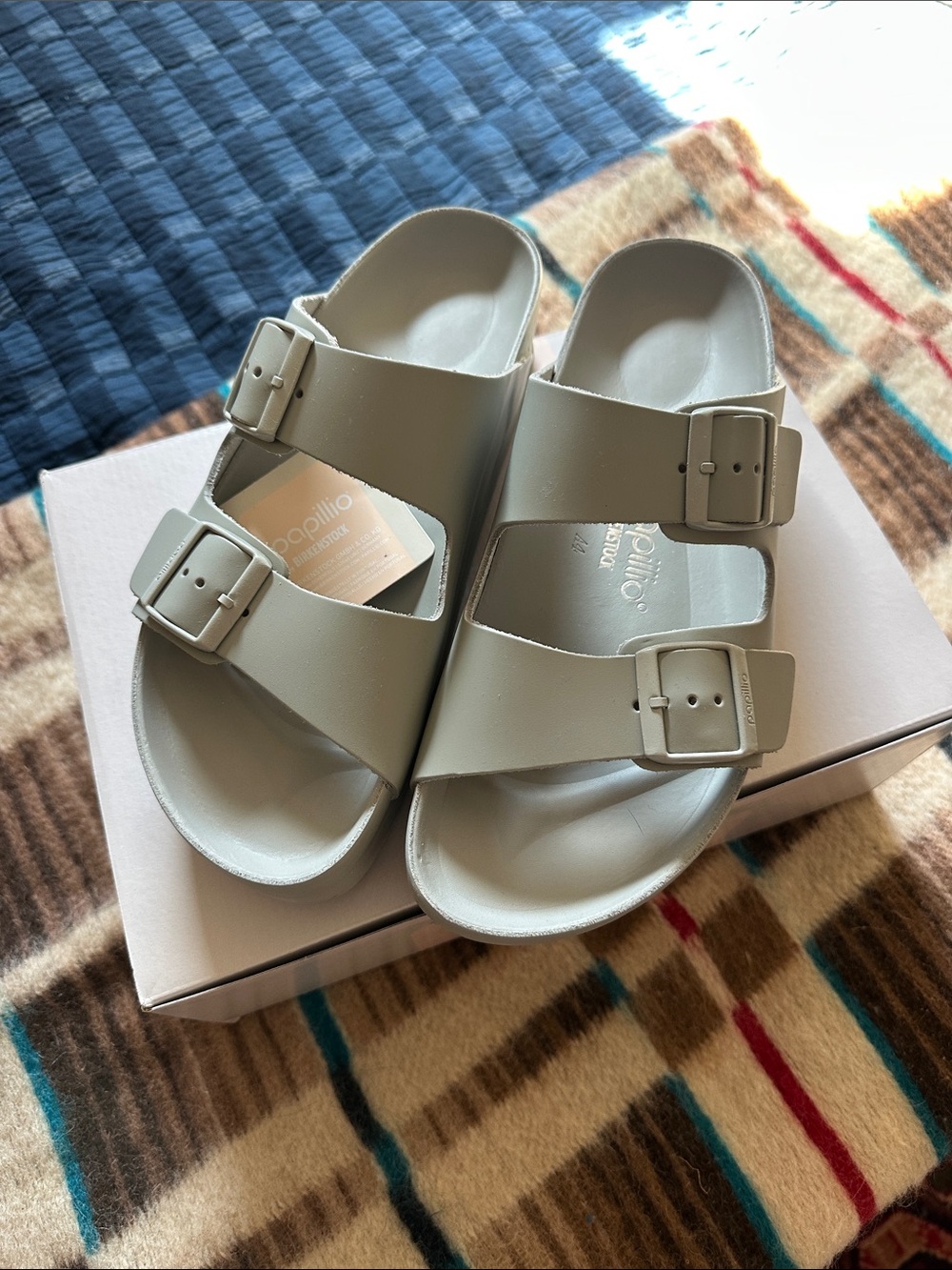 Birkenstock Arizona Flex Platform in Mineral Gray Leather